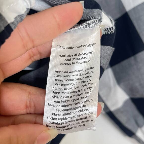 NEW Tommy Hilfiger Blouse Women's Size Small Navy Gingham Off the Shoulder Top - Picture 6 of 6